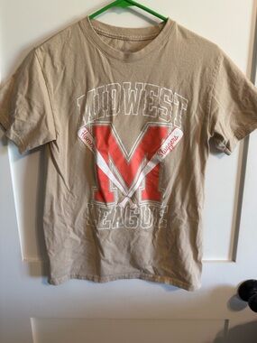 Rebellious One Khaki Tee with Pink Accent
